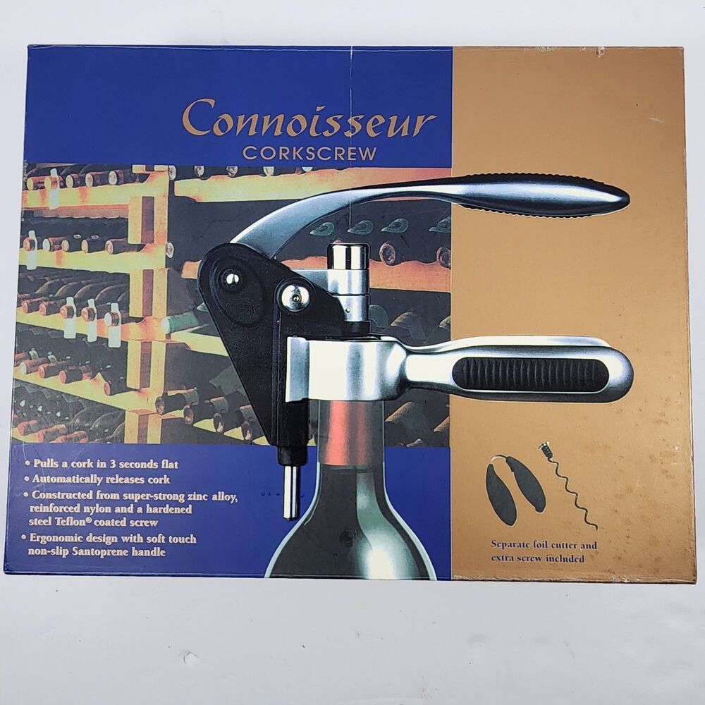 Connoisseur Deluxe Corkscrew Set Zinc Alloy Construction- Santoprene Handle